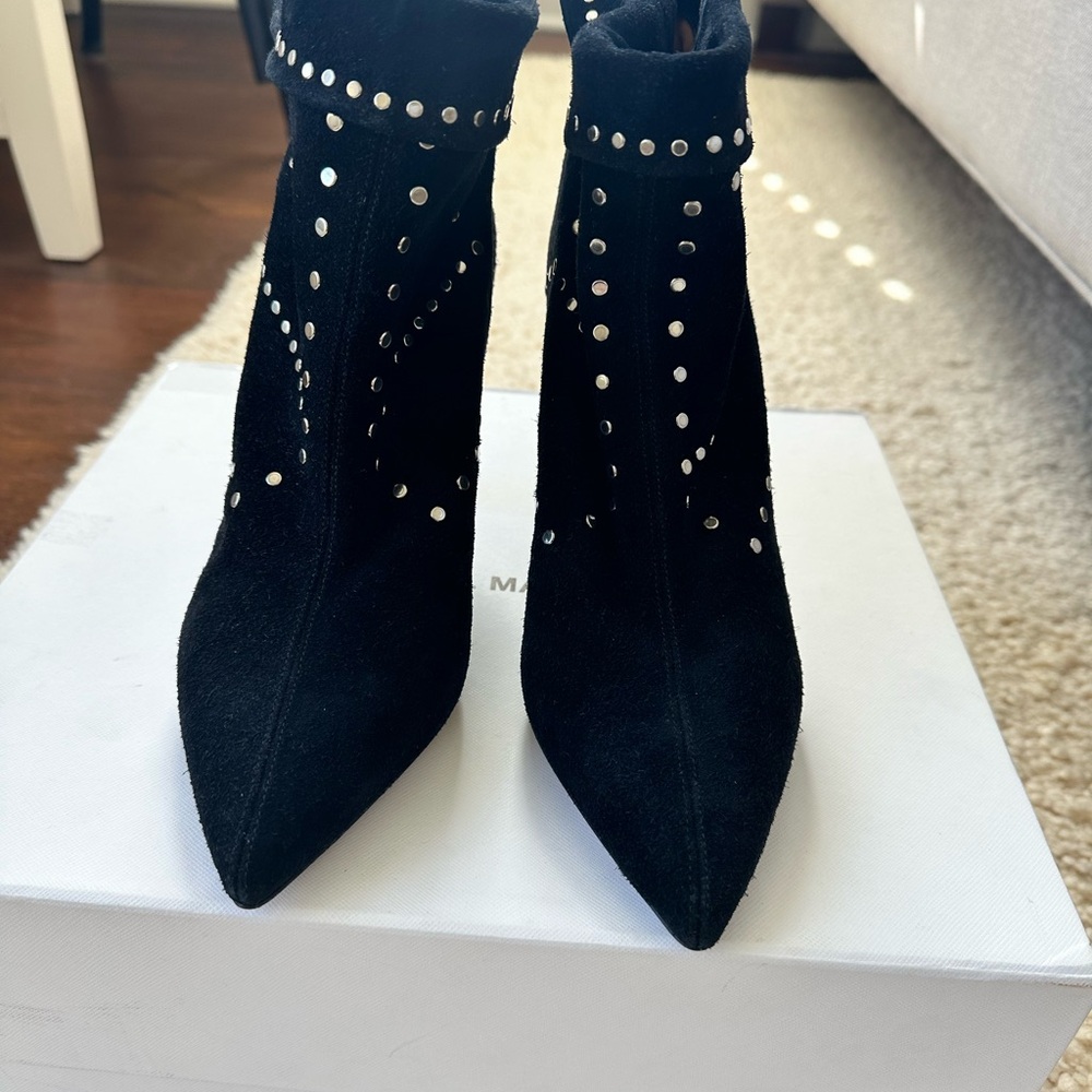Isabel Marant Black Suede Studded Story Lisbo Ankle Boots, Size 39, NIB - Picture 11 of 14